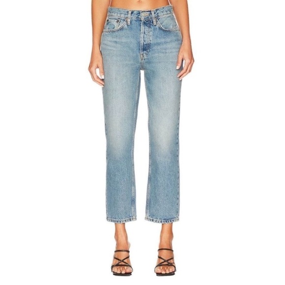 RE/DONE 70’s Stove Pipe Straight Leg Cropped Jeans NWT Medium Blue - Picture 1 of 16